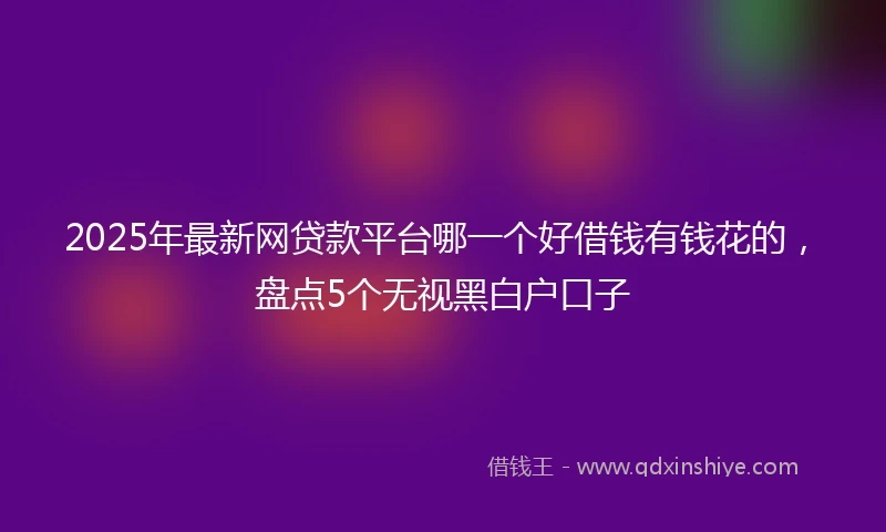 2025年最新网贷款平台哪一个好借钱有钱花的，盘点5个无视黑白户口子