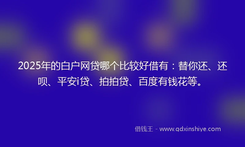 2025年的白户网贷哪个比较好借有：替你还、还呗、平安i贷、拍拍贷、百度有钱花等。