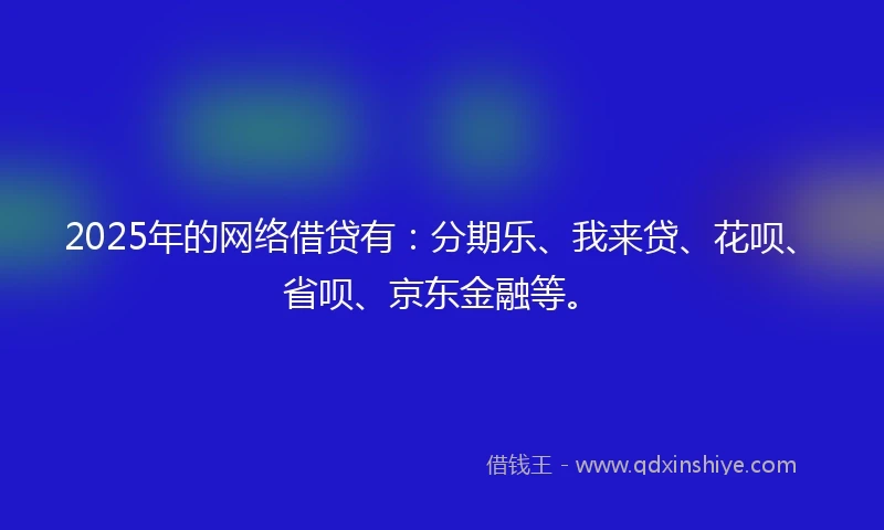 2025年的网络借贷有：分期乐、我来贷、花呗、省呗、京东金融等。