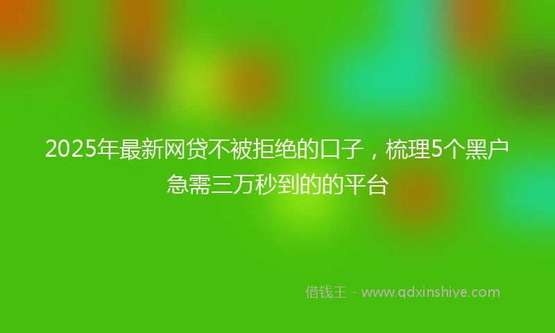 2025年最新网贷不被拒绝的口子，梳理5个黑户急需三万秒到的的平台