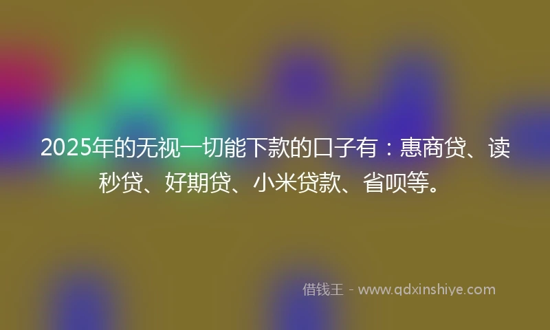 2025年的无视一切能下款的口子有：惠商贷、读秒贷、好期贷、小米贷款、省呗等。