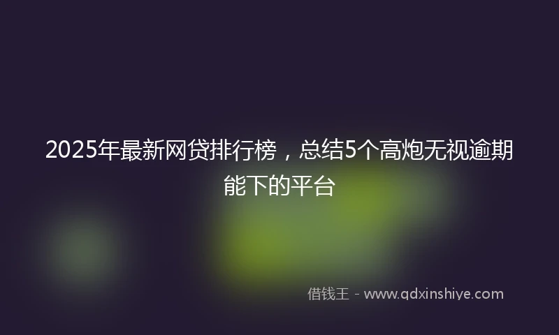 2025年最新网贷排行榜，总结5个高炮无视逾期能下的平台