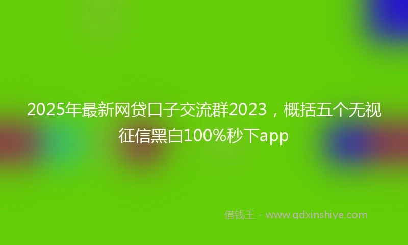 2025年最新网贷口子交流群2023，概括五个无视征信黑白100%秒下app