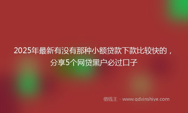 2025年最新有没有那种小额贷款下款比较快的，分享5个网贷黑户必过口子