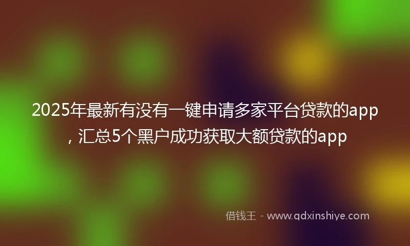 2025年最新有没有一键申请多家平台贷款的app,汇总5个黑户成功获取大额贷款的app