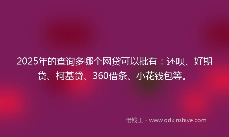 2025年的查询多哪个网贷可以批有：还呗、好期贷、柯基贷、360借条、小花钱包等。