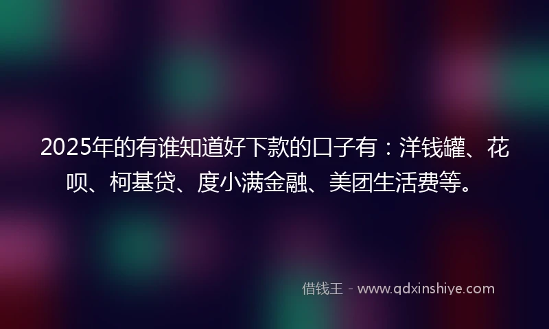 2025年的有谁知道好下款的口子有：洋钱罐、花呗、柯基贷、度小满金融、美团生活费等。
