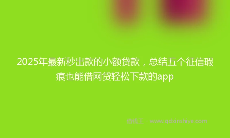 2025年最新秒出款的小额贷款，总结五个征信瑕疵也能借网贷轻松下款的app