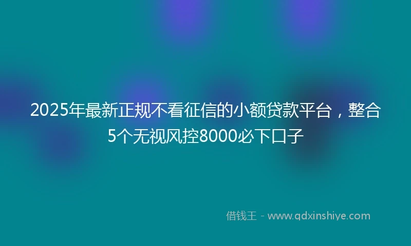 2025年最新正规不看征信的小额贷款平台，整合5个无视风控8000必下口子