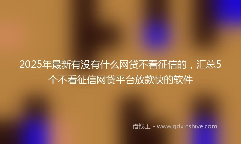 2025年最新有没有什么网贷不看征信的，汇总5个不看征信网贷平台放款快的软件
