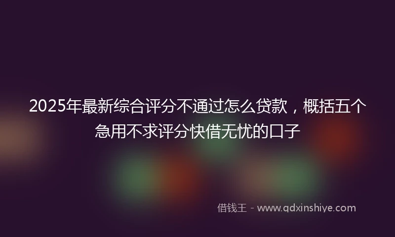 2025年最新综合评分不通过怎么贷款，概括五个急用不求评分快借无忧的口子