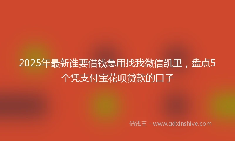 2025年最新谁要借钱急用找我微信凯里，盘点5个凭支付宝花呗贷款的口子