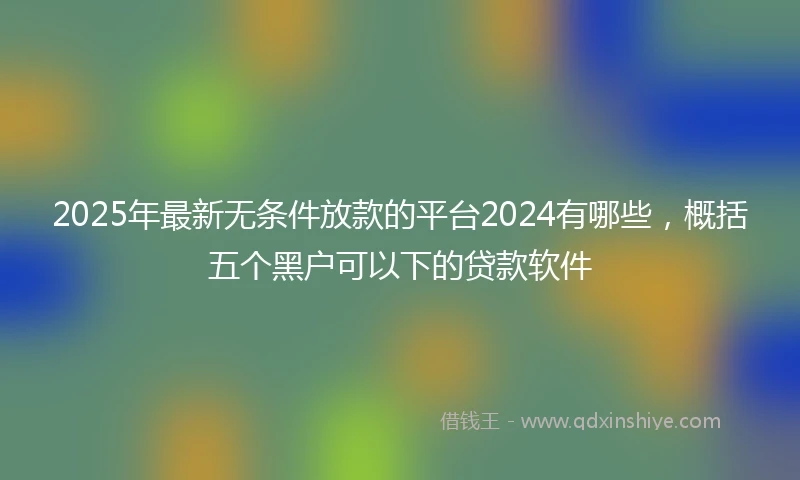 2025年最新无条件放款的平台2024有哪些，概括五个黑户可以下的贷款软件