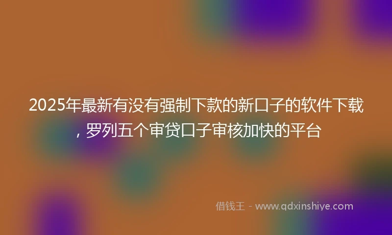 2025年最新有没有强制下款的新口子的软件下载，罗列五个审贷口子审核加快的平台
