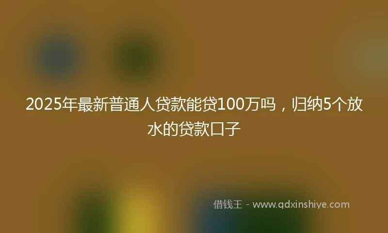 2025年最新普通人贷款能贷100万吗，归纳5个放水的贷款口子