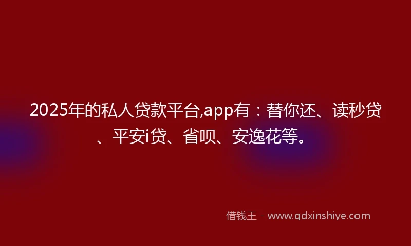 2025年的私人贷款平台,app有：替你还、读秒贷、平安i贷、省呗、安逸花等。