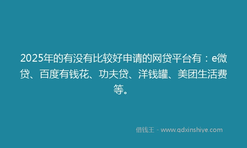 2025年的有没有比较好申请的网贷平台有：e微贷、百度有钱花、功夫贷、洋钱罐、美团生活费等。