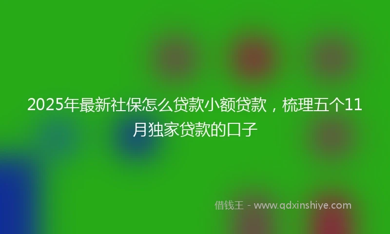 2025年最新社保怎么贷款小额贷款，梳理五个11月独家贷款的口子