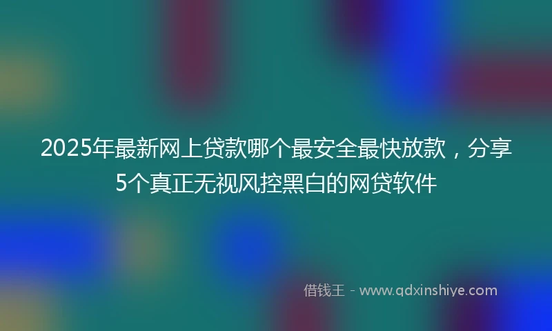 2025年最新网上贷款哪个最安全最快放款，分享5个真正无视风控黑白的网贷软件