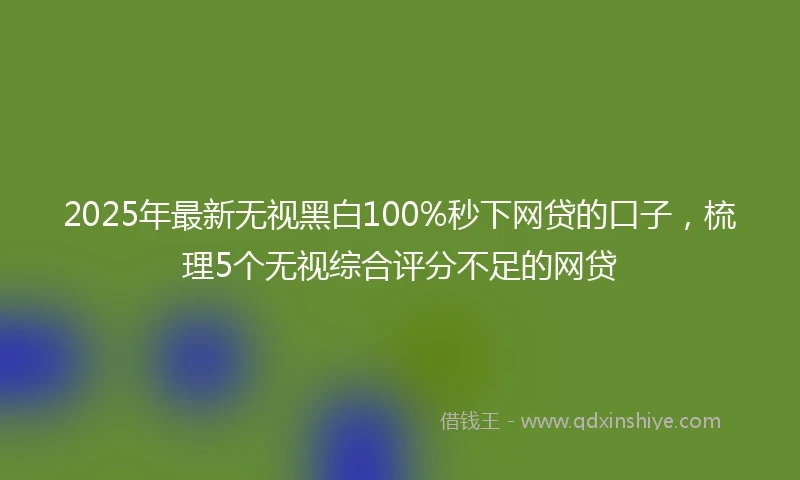 2025年最新无视黑白100%秒下网贷的口子，梳理5个无视综合评分不足的网贷