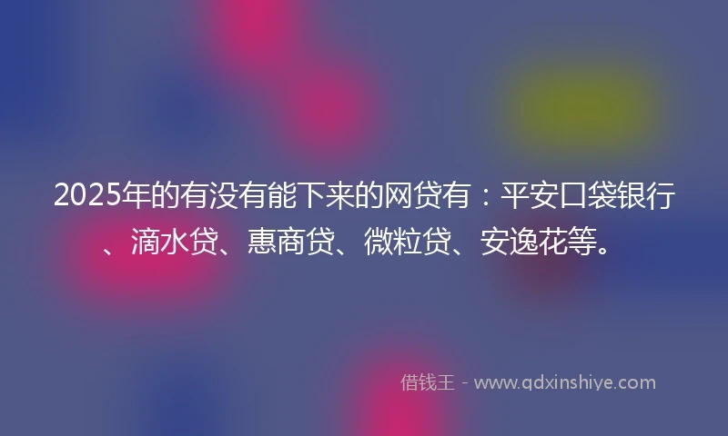 2025年的有没有能下来的网贷有:平安口袋银行、滴水贷、惠商贷、微粒贷、安逸花等。