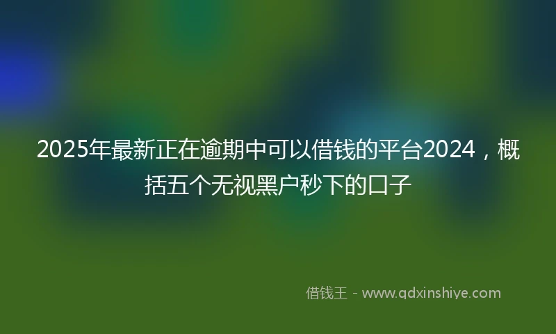 2025年最新正在逾期中可以借钱的平台2024，概括五个无视黑户秒下的口子