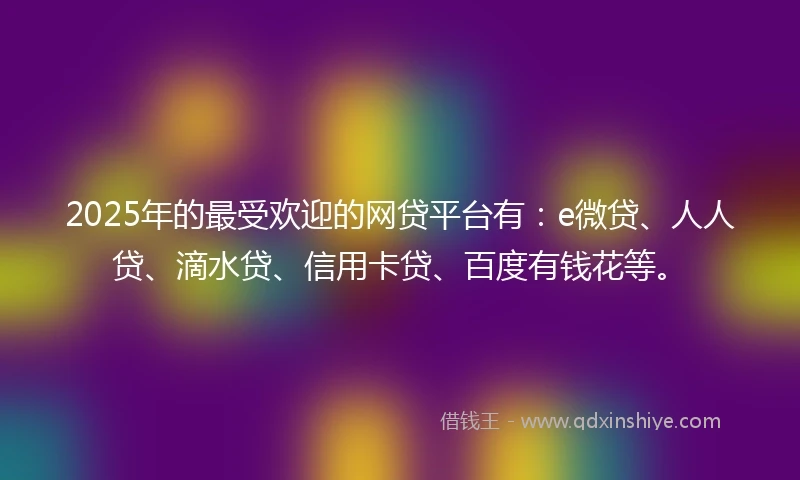 2025年的最受欢迎的网贷平台有：e微贷、人人贷、滴水贷、信用卡贷、百度有钱花等。