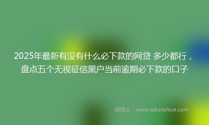 2025年最新有没有什么必下款的网贷 多少都行,盘点五个无视征信黑户当前逾期必下款的口子