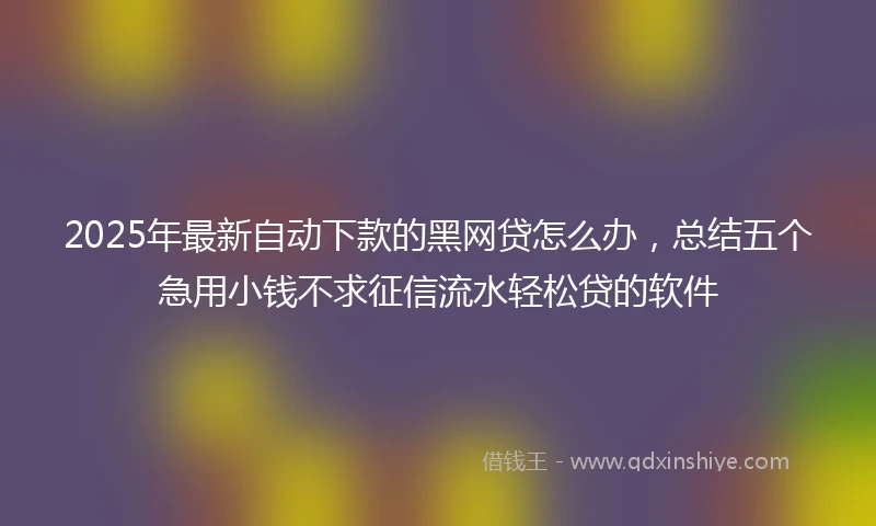 2025年最新自动下款的黑网贷怎么办，总结五个急用小钱不求征信流水轻松贷的软件