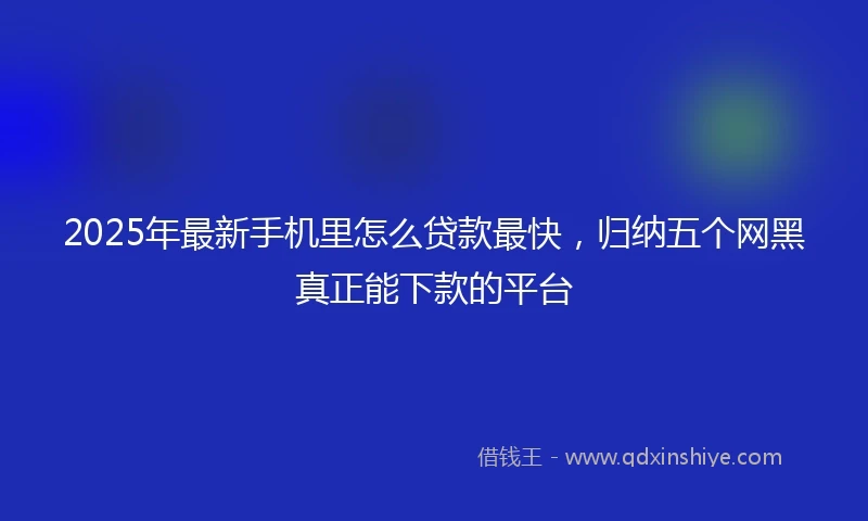 2025年最新手机里怎么贷款最快，归纳五个网黑真正能下款的平台