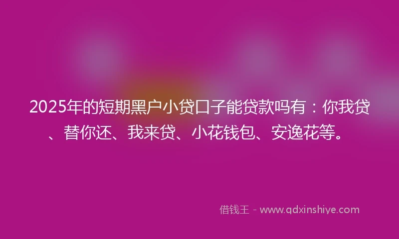 2025年的短期黑户小贷口子能贷款吗有：你我贷、替你还、我来贷、小花钱包、安逸花等。