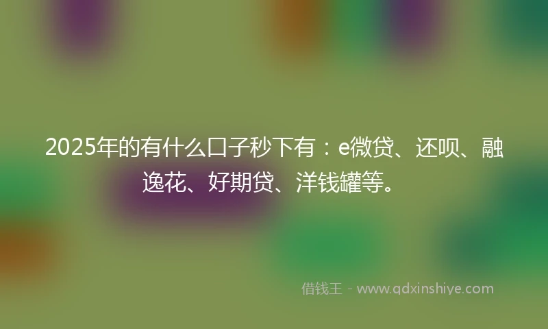 2025年的有什么口子秒下有：e微贷、还呗、融逸花、好期贷、洋钱罐等。