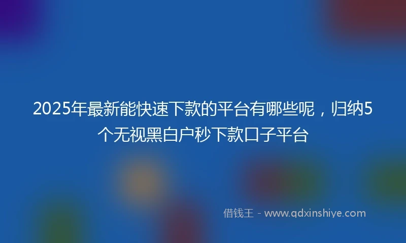 2025年最新能快速下款的平台有哪些呢，归纳5个无视黑白户秒下款口子平台