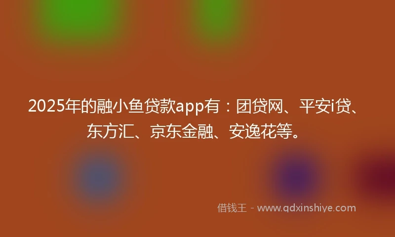 2025年的融小鱼贷款app有:团贷网、平安i贷、东方汇、京东金融、安逸花等。