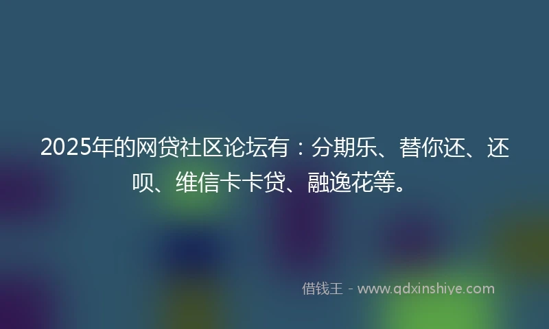 2025年的网贷社区论坛有：分期乐、替你还、还呗、维信卡卡贷、融逸花等。