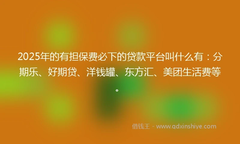 2025年的有担保费必下的贷款平台叫什么有：分期乐、好期贷、洋钱罐、东方汇、美团生活费等。