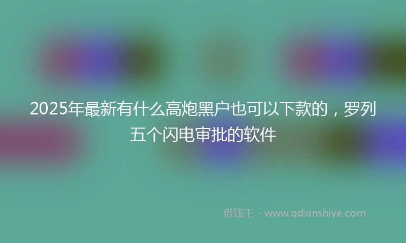 2025年最新有什么高炮黑户也可以下款的，罗列五个闪电审批的软件