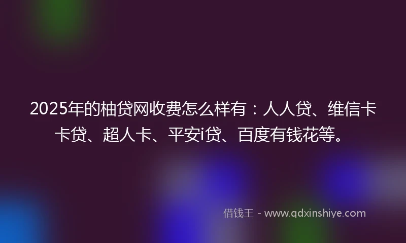 2025年的柚贷网收费怎么样有：人人贷、维信卡卡贷、超人卡、平安i贷、百度有钱花等。