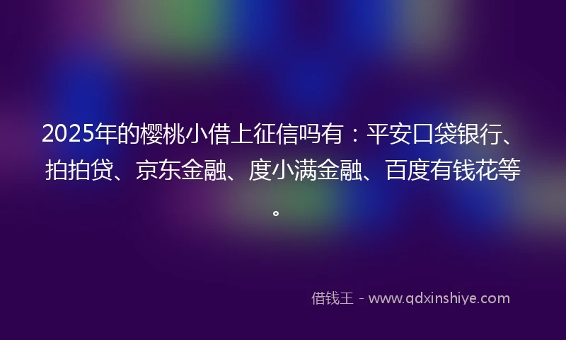2025年的樱桃小借上征信吗有：平安口袋银行、拍拍贷、京东金融、度小满金融、百度有钱花等。