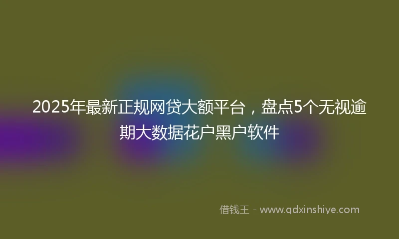 2025年最新正规网贷大额平台，盘点5个无视逾期大数据花户黑户软件