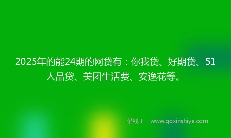 2025年的能24期的网贷有：你我贷、好期贷、51人品贷、美团生活费、安逸花等。