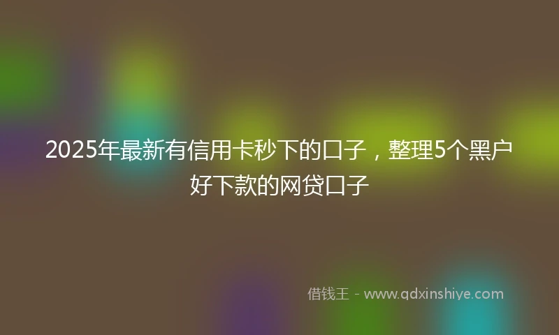 2025年最新有信用卡秒下的口子，整理5个黑户好下款的网贷口子