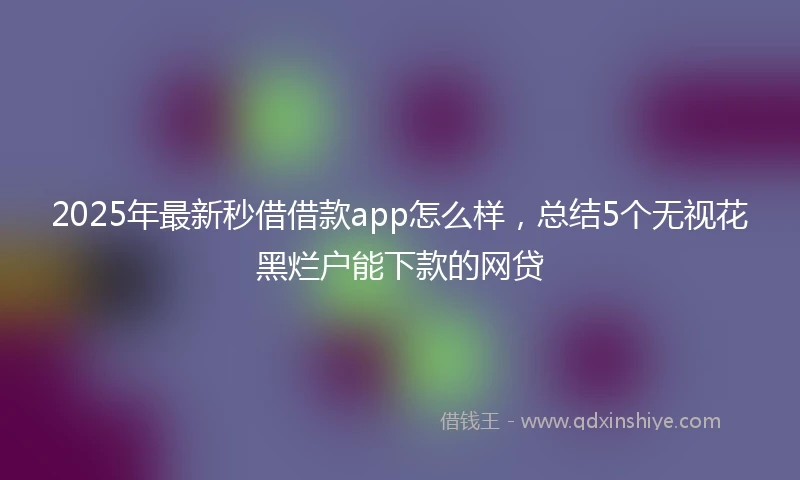 2025年最新秒借借款app怎么样，总结5个无视花黑烂户能下款的网贷