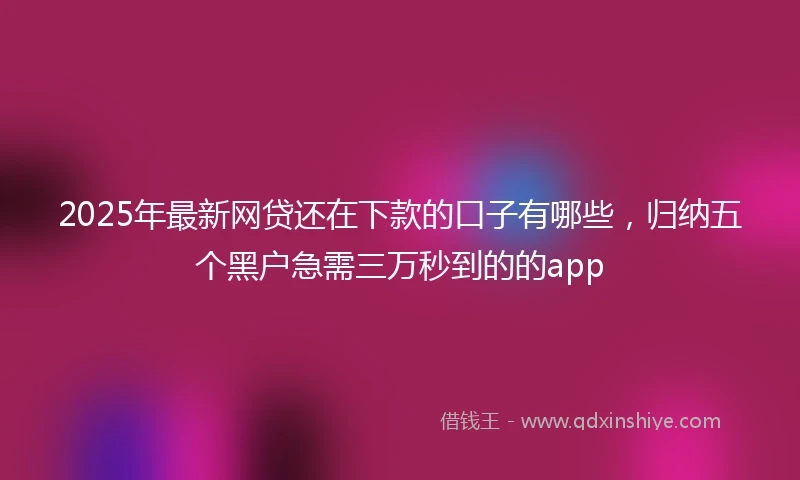 2025年最新网贷还在下款的口子有哪些，归纳五个黑户急需三万秒到的的app