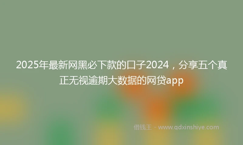 2025年最新网黑必下款的口子2024，分享五个真正无视逾期大数据的网贷app