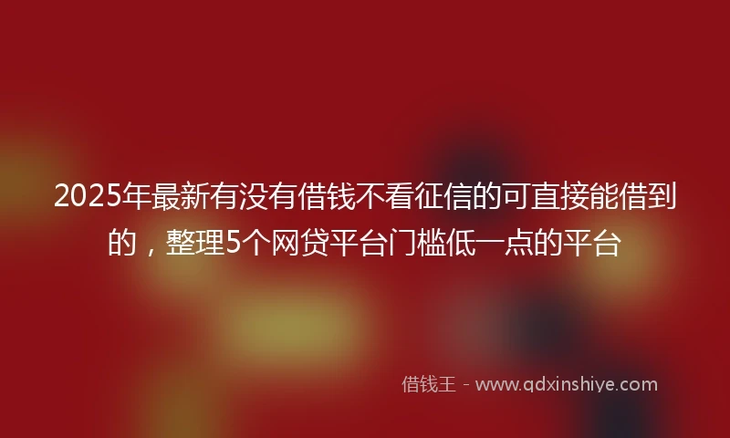 2025年最新有没有借钱不看征信的可直接能借到的，整理5个网贷平台门槛低一点的平台