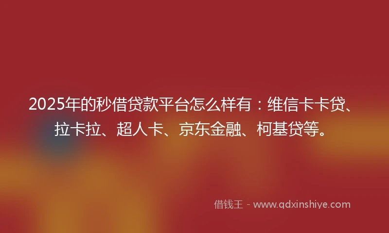 2025年的秒借贷款平台怎么样有：维信卡卡贷、拉卡拉、超人卡、京东金融、柯基贷等。