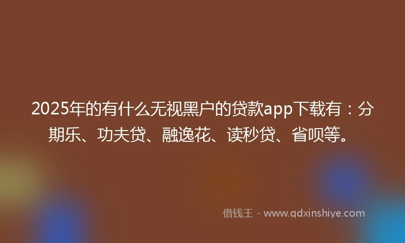 2025年的有什么无视黑户的贷款app下载有：分期乐、功夫贷、融逸花、读秒贷、省呗等。