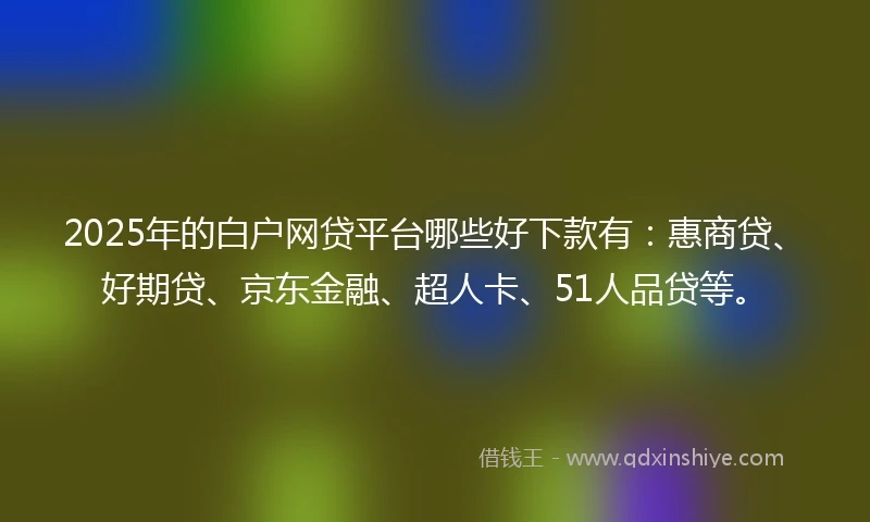 2025年的白户网贷平台哪些好下款有：惠商贷、好期贷、京东金融、超人卡、51人品贷等。