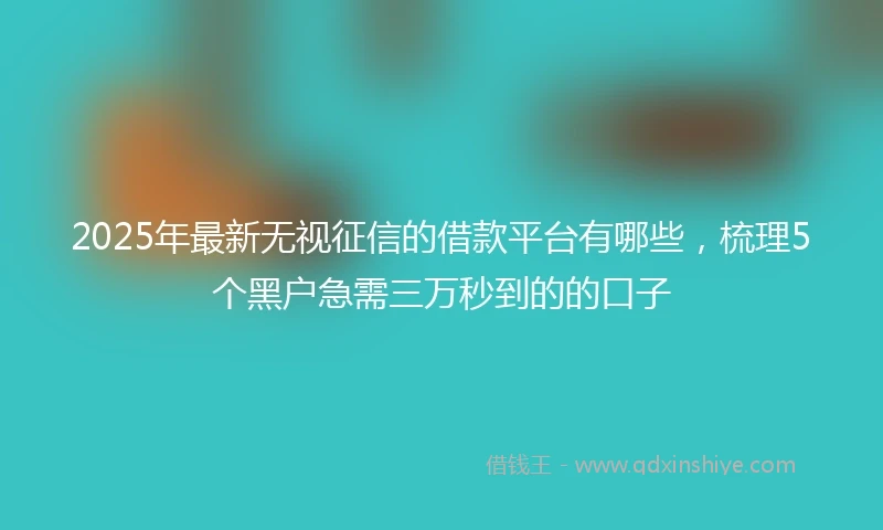 2025年最新无视征信的借款平台有哪些，梳理5个黑户急需三万秒到的的口子